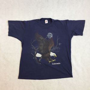 Vintage 1990 Colorado Bald Eagle Navy Tee